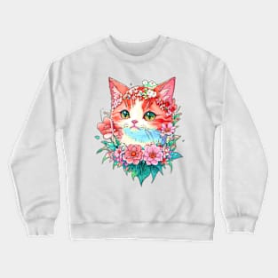 cat flowers Crewneck Sweatshirt